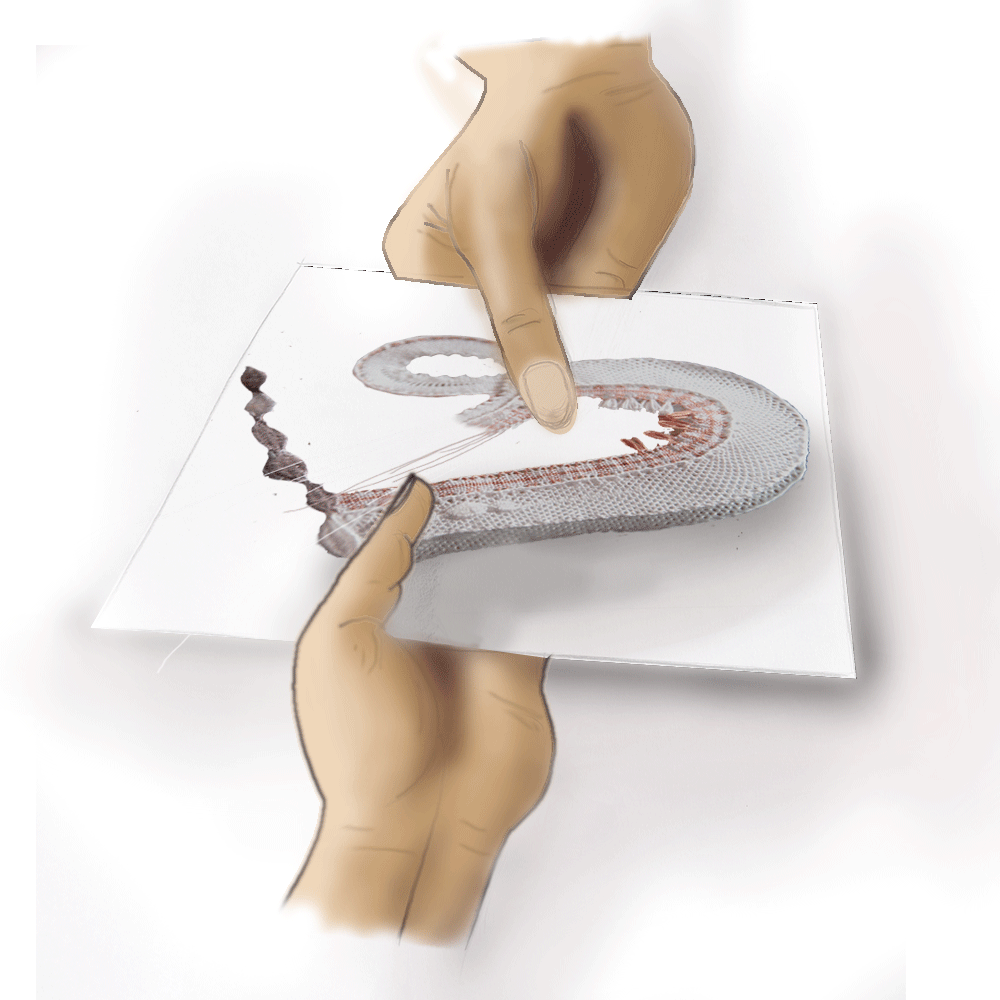 uničena čipka srčka